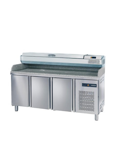 Mesa preparación pizza tres puertas 1800 mm